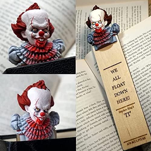 jinrio Horror Bookmarks with Classic Movie Figures Statue,Resin Personality Creepy Bookmarks,Horror Movies Novel Gift Office