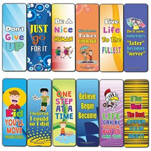 creanoso motivational encouragement bookmarks for kids (60-pack) – six assorted quality bookmarks bulk set – awesome bookmarks giveaways – stocking stuffers gift ideas – page clips