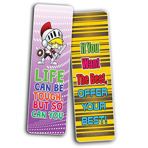 Creanoso Motivational Encouragement Bookmarks for Kids (60-Pack) – Six Assorted Quality Bookmarks Bulk Set – Awesome Bookmarks Giveaways – Stocking Stuffers Gift Ideas – Page Clips