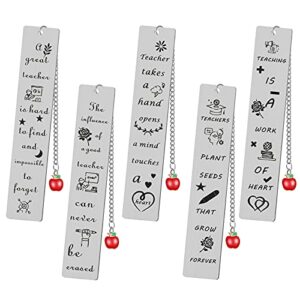 5 pieces teacher bookmark thank you bookmark with pendant classic graduation teacher bookmark christmas present for teacher graduation present (teaching is a work style)
