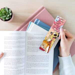 Bookmarks Metal Ruler Calvin Bookworm Hobbes Reading Comic Bookography Measure Tassels for Book Bibliophile Gift Reading Christmas Ornament Markers Bookmark