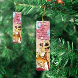 Bookmarks Metal Ruler Calvin Bookworm Hobbes Reading Comic Bookography Measure Tassels for Book Bibliophile Gift Reading Christmas Ornament Markers Bookmark