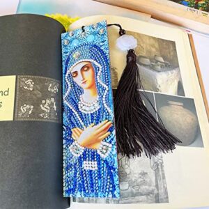 liziciti 2 Pieces 5D Diamond Painting Bookmarks Kits, Virgin Mary Madonna Tassel DIY Art Craft Crystal Rhinestones for Kids Adults Beginner, PU Leather 8.26x2.36 inch, Multicolor (art-zsh-smbqusF)