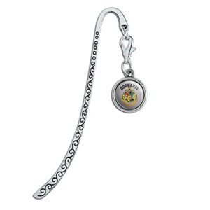 harry potter hogwarts crest metal bookmark page marker with charm