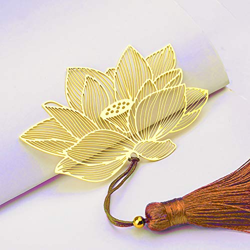ccHuDE 3 Pcs Hollow Metal Lotus Bookmarks Maple Leaf Tassel Bookmarks Ginkgo Leaf Bookmarkers Page Marker for Book