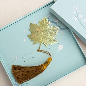 ccHuDE 3 Pcs Hollow Metal Lotus Bookmarks Maple Leaf Tassel Bookmarks Ginkgo Leaf Bookmarkers Page Marker for Book