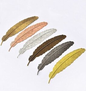 ekloen 6pcs different color vintage feather metal bookmarks book marker for school supplies stationery gift