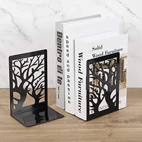 Book Ends, Bookends for Shelves, Non Skid Book Stoppers，Heavy Duty Metal Book Stopper for Books/CDs, Decorative Book Shelf for Home, (2 Pairs)