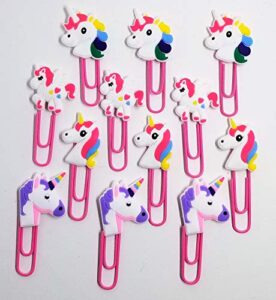 set of 12 unicorn paperclips or bookmarkers