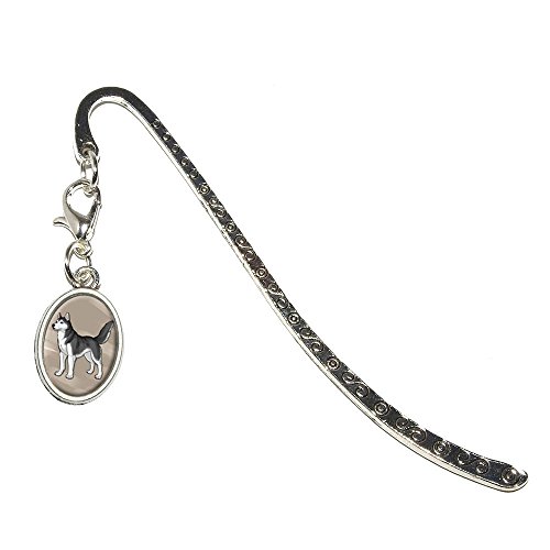 Siberian Husky - Pet Dog Metal Bookmark Page Marker with Oval Charm