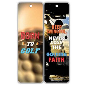 Golf Bookmarks Cards (60-Pack) – Six Assorted Quality Inspiring Inspirational Motivational Sayings Bookmarks Bulk Set – Premium Gift for Golfers Golf Tournament