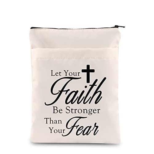 Zuo Bao Christian Gift Religious Book Pouch Let Your Faith Be Stronger Than Your Fear Book Sleeve Bible Verse Gift(Let Your Faith Be Stronger Than You Fear)