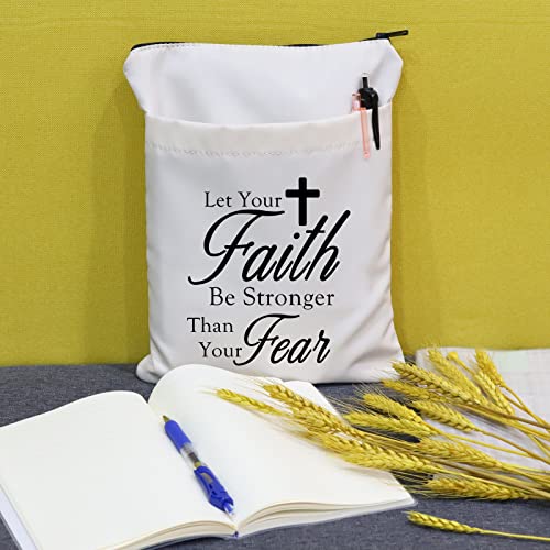 Zuo Bao Christian Gift Religious Book Pouch Let Your Faith Be Stronger Than Your Fear Book Sleeve Bible Verse Gift(Let Your Faith Be Stronger Than You Fear)