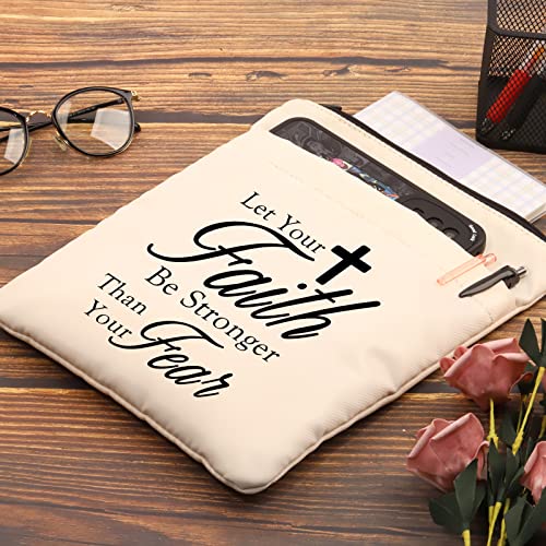 Zuo Bao Christian Gift Religious Book Pouch Let Your Faith Be Stronger Than Your Fear Book Sleeve Bible Verse Gift(Let Your Faith Be Stronger Than You Fear)