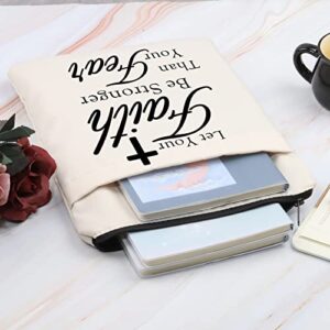 Zuo Bao Christian Gift Religious Book Pouch Let Your Faith Be Stronger Than Your Fear Book Sleeve Bible Verse Gift(Let Your Faith Be Stronger Than You Fear)