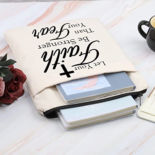 Zuo Bao Christian Gift Religious Book Pouch Let Your Faith Be Stronger Than Your Fear Book Sleeve Bible Verse Gift(Let Your Faith Be Stronger Than You Fear)