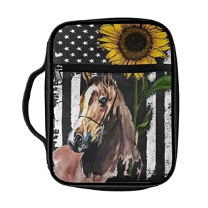 buybai horse sunflower printed women bible cover large church protector bags carrying case stationery accessories