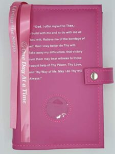 culver enterprises paperback giant print deluxe double alcoholics anonymous aa big book & 12 steps & 12 traditions book cover coin holder third step prayer pink
