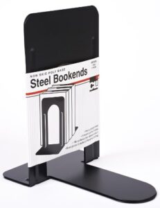 charles leonard bookends, non-skid, 9″, steel, 2/pr, black