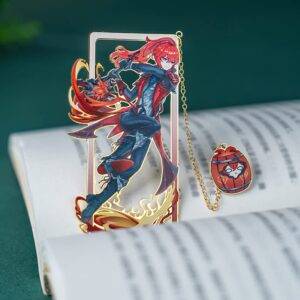 BSAPP Genshin Impact Diluc Ragnvindr Metal Bookmark, for Genshin Fans Book Lovers Readers