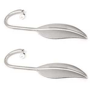 2 pcs metal feather bookmarks feather pendant bookmarks creative exquisite book marks classical gift office school stationery supply