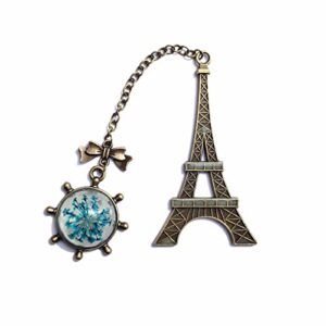 eiffel tower glow bookmark, metal bookmark with chain, vintage bookmark with snowflake for teachers students mother father gifts