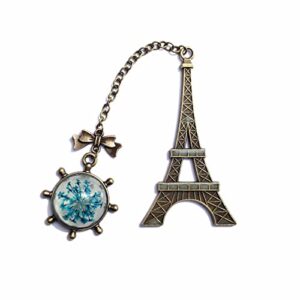 Eiffel Tower Glow Bookmark, Metal Bookmark with Chain, Vintage Bookmark with Snowflake for Teachers Students Mother Father Gifts