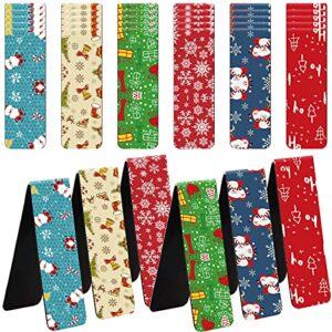 48 pieces christmas magnetic bookmarks bulk santa reindeer bookmarks magnet page markers xmas magnetic page clips bookmark for students teachers book lovers school home office supplies, 6 styles