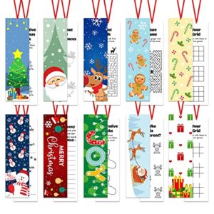 120pcs christmas bookmarks, 10 styles xmas cute double sided christmas character book markers for students, winter holiday page marker christmas gifts party favors for kids