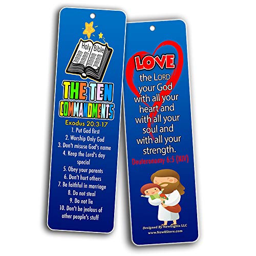 Ten Commandments Memory Verses Bookmarks for Kids (30-Pack) - Perfect Giveaways for Children’s Ministry and Sunday Schools