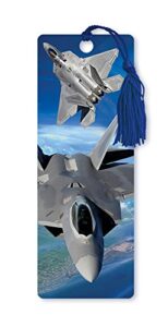 dimension 9 3d lenticular bookmark with tassel, u.s. air force f-22 raptor fighter jets (lbm076)
