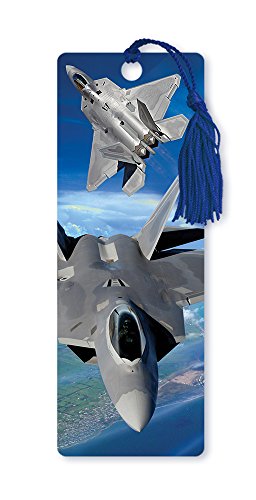 Dimension 9 3D Lenticular Bookmark with Tassel, U.S. Air Force F-22 Raptor Fighter Jets (LBM076)