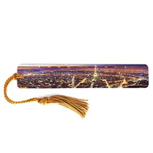 paris france skyline – color wooden bookmark with tassel – made in usa – also available personalized