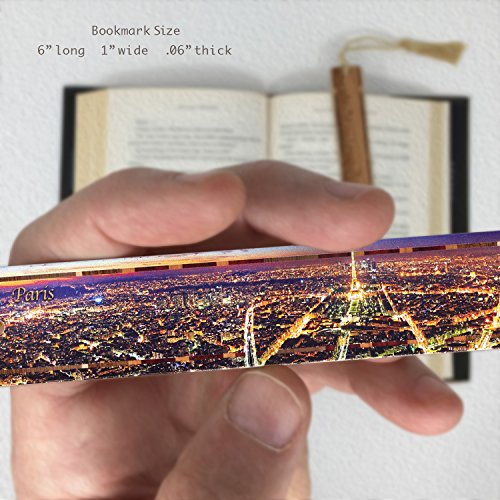 Paris France Skyline - Color Wooden Bookmark with Tassel - Made in USA - Also Available Personalized