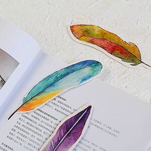 Feather Paper Bookmarks, 30 Pcs, Creative, Colorful, Reading Markers, Unique Gifts (White)