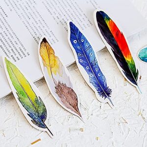 Feather Paper Bookmarks, 30 Pcs, Creative, Colorful, Reading Markers, Unique Gifts (White)