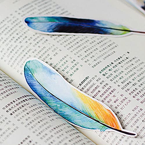 Feather Paper Bookmarks, 30 Pcs, Creative, Colorful, Reading Markers, Unique Gifts (White)