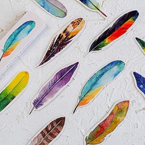 Feather Paper Bookmarks, 30 Pcs, Creative, Colorful, Reading Markers, Unique Gifts (White)