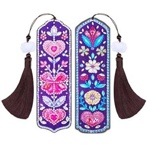 diamond painting bookmarks – inegovin diy bookmark diamond painting set, special-shaped diamond art bookmark with tassel crystal diamond dots for adult students (2 pcs)