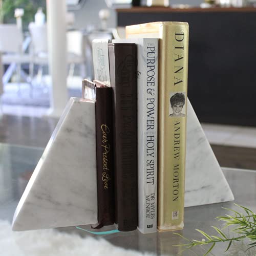 Heavy Marble Bookends for Shelves -Book Ends for Office décor - Book Holders for Shelves -Book dividers for Shelves