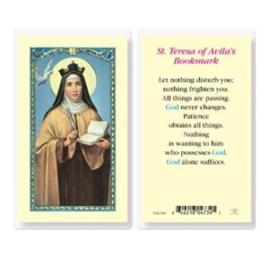 st. teresa of avila’s bookmark laminated holy cards, 25-count value pack