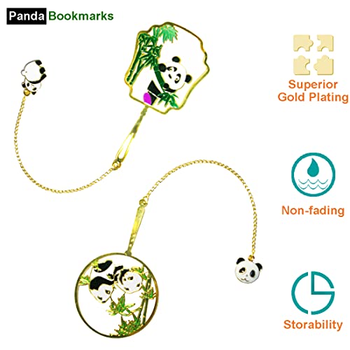 5 Pack Bookmarks Metal Cute Panda Hollow Bookmark with Tassel Gift Set for Teens Children Students Kids Book Lovers