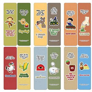 Creanoso Farm Jokes Bookmarks (60-Pack) - Premium Quality Gift Ideas for Children, Teens, & Adults for All Occasions - Stocking Stuffers Party Favor & Giveaways