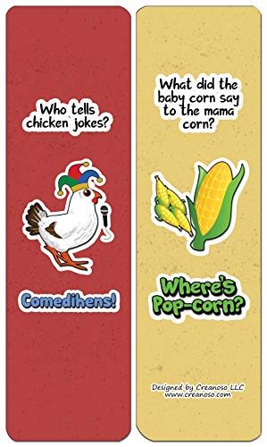 Creanoso Farm Jokes Bookmarks (60-Pack) - Premium Quality Gift Ideas for Children, Teens, & Adults for All Occasions - Stocking Stuffers Party Favor & Giveaways