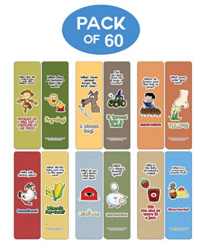 Creanoso Farm Jokes Bookmarks (60-Pack) - Premium Quality Gift Ideas for Children, Teens, & Adults for All Occasions - Stocking Stuffers Party Favor & Giveaways