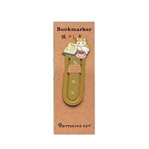 creative metal bookmark, cute cartoon animal bookmark book paper cilp bookmark, ideal gift for reader, teachers, adults and kids(coffee cat)