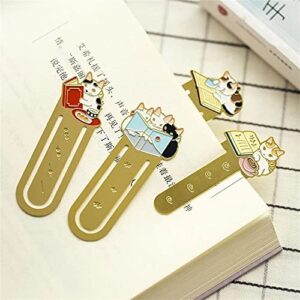 Creative Metal Bookmark, Cute Cartoon Animal Bookmark Book Paper Cilp Bookmark, Ideal Gift for Reader, Teachers, Adults and Kids(Coffee cat)