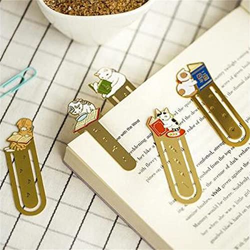 Creative Metal Bookmark, Cute Cartoon Animal Bookmark Book Paper Cilp Bookmark, Ideal Gift for Reader, Teachers, Adults and Kids(Coffee cat)