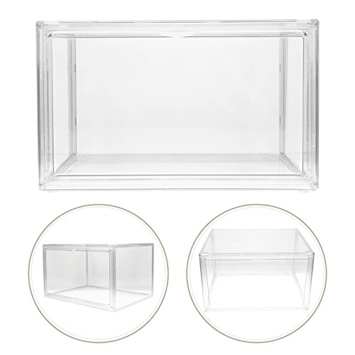 COLLBATH Supplies Case Stationery Lids Acrylic Book Trinkets for Shoe Home Boys Display Bookshelf Clear with Large Collapsible Desk Transparent Convenience Bookrack Folder Toy Crate