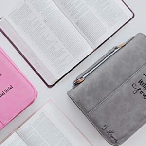 Custom Bible Cover | with God All Things are Possible |Personalized Bible Cover (Pink)